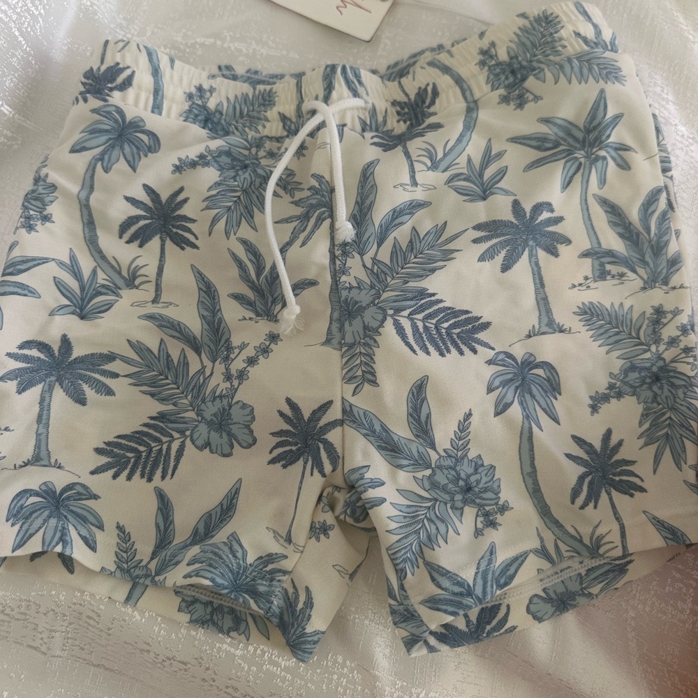 Show Me Your MuMu Blue and White Kids Swim Trunks